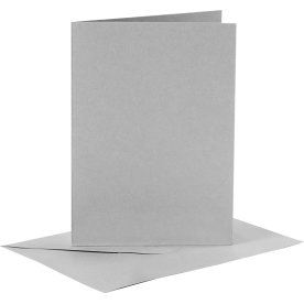 Brevkort og kuverter, 6 sæt, grå