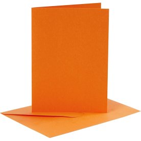 Brevkort og kuverter, 6 sæt, orange