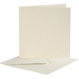 Brevkort og kuverter, kvadratisk, 10 sæt, råhvid