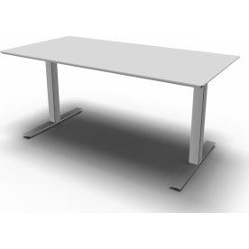Square Kantinebord, 160x80 cm, Lys grå/Alu