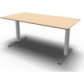 Square Kantinebord, 140x80 cm, Birk/Alu