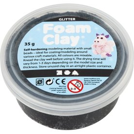 Foam Clay Modellervoks, 35 g, glitter, sort