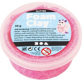 Foam Clay Modellervoks, 35 g, glitter, pink