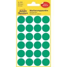 Avery Etiket farvedots | Ø18 mm | Grøn | 96 stk.