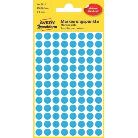 Avery Etiket farvedots | Ø8 mm | Blå | 416 stk.