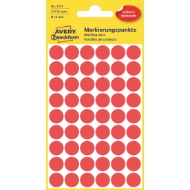 Avery 3141 manuelle etiketter, 12mm, 270 stk, rød