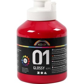 A'Color Akrylmaling, 500 ml, blank, primær rød