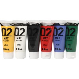 A'Color Akrylmaling, 6x20 ml, mat, standardfarver