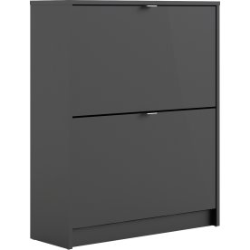 Coreline Skoskab m. 2 klaplåger og 4 rum, sort