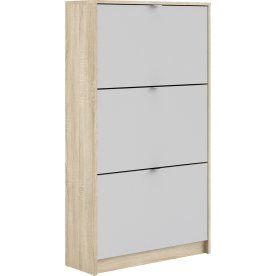 Coreline Skoskab m 3 klaplåger og 6 rum, eg/hvid