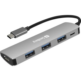 Sandberg USB-C dock, 100W, HDMI+3xUSB+PD 