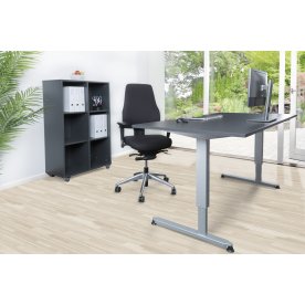 Stay møbelsæt bord m/alu stel, reol og kontorstol