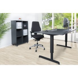 Stay møbelsæt bord m/sort stel, reol og kontorstol