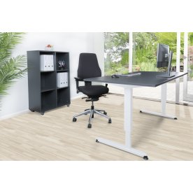 Stay møbelsæt bord m/hvidt stel reol og kontorstol