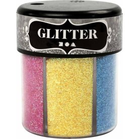 Glitterdrys, lyse farver, 6x13 g 