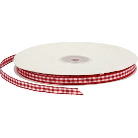 Ternet Dekorationsbånd, 6 mm x 50 m, rød/hvid