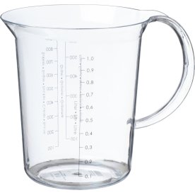 Målekande i klar plast, 1 L