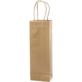 Papirpose med hank, 13x8x36 cm, brun, 10 stk