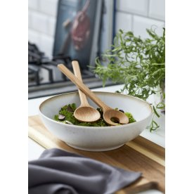 Bitz salatskål i stentøj & salatbestik i egetræ