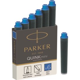 Parker Quink Mini Refill | Fyldepen | Blå | 6 stk.