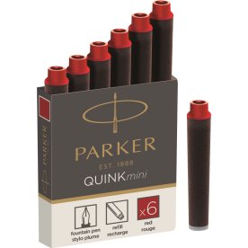 Parker Quink Mini Refill | Fyldepen | Rød | 6 stk.