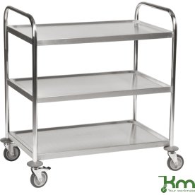 Rustfrit rullebord, 3 hylder, stor