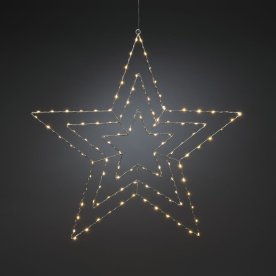 Metalstjerne, hængende, 112 LED, H64 cm, sølv