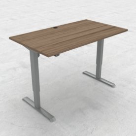 Compact hæve/sænkebord, 140x80 cm, Valnød/alu