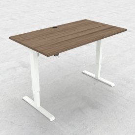 Compact hæve/sænkebord, 140x80 cm, Valnød/hvid