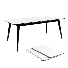 Copenhagen Spisebord, L: 195/285 cm, hvid/sort