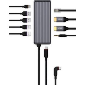 Unisynk USB-C Hub til Mac (10 port), grå
