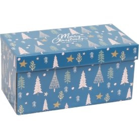 Gaveæske Juletræ, Blå, 391x194x190 mm
