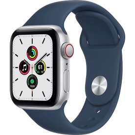 Apple Watch SE 2021 (GPS+4G), 40mm, sølv, blå rem