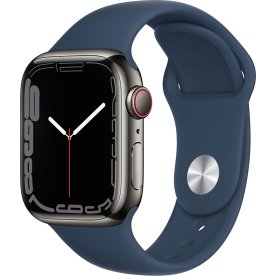 Apple Watch Series 7 (GPS+4G) 41mm, grafitgrå, blå