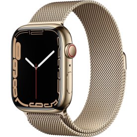 Apple Watch Series 7 (GPS+4G), 45mm, guld, stålrem