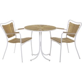 Marguerit cafébord ø70 cm + 2 stole, Hvid