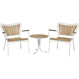 Marguerit loungebord ø50 cm + 2 stole, Hvid