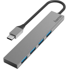 HAMA USB-C Hub 4x porte, grå
