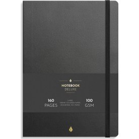Burde Deluxe Notesbog, B5, linjeret, black