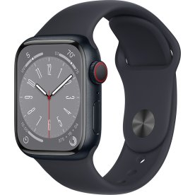 Apple Watch Series 8 (GPS+4G), 41mm, midnat, sport
