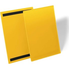 Durable Lagerlommer m/magnet, A4 højformat, gul