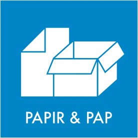 Affaldsklistermærke | Papir & Pap | Blå