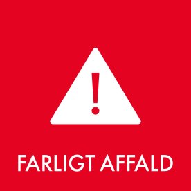 Affaldspiktogram 12x12cm selvklæb, Farligt Affald