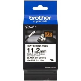 Brother HSe-231E krympeflextape, 11.2mm, sort/hvid