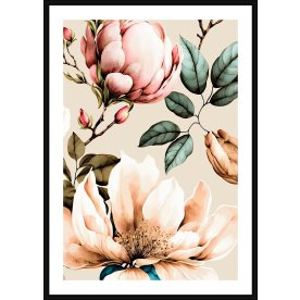 Plakat Delicate Blossom II, sort ramme, 50x70 cm