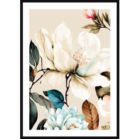 Plakat Delicate Blossom, sort ramme, 50x70 cm