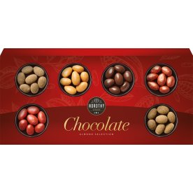 Gaveæske selection chokolade / mandler rød
