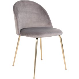 Geneve Kantinestol, velour grå/messing look ben