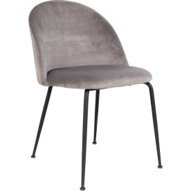 Geneve Kantinestol, velour, grå m. sorte ben