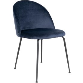 Geneve Kantinestol, velour, blå m. sorte ben